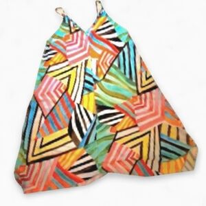 Jams World Vintage Spaghetti Strap Slip Dress Bold Geometric Designs  Medium